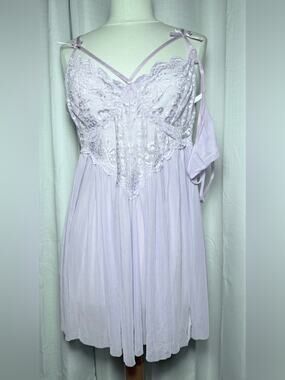 Lace-Trim Chemise Slip in Light Lavender